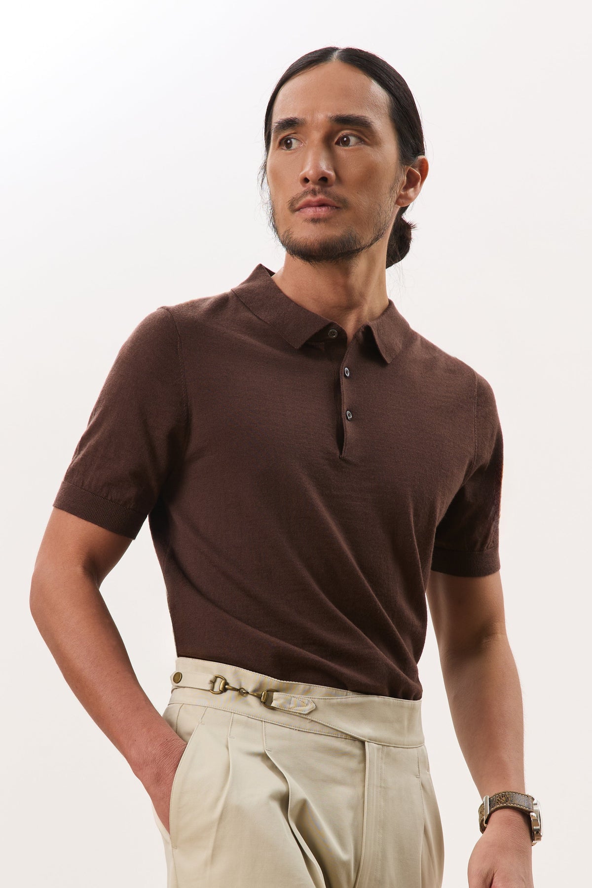 Elio Short Sleeve Knit Polo Top - 100% Merino Wool