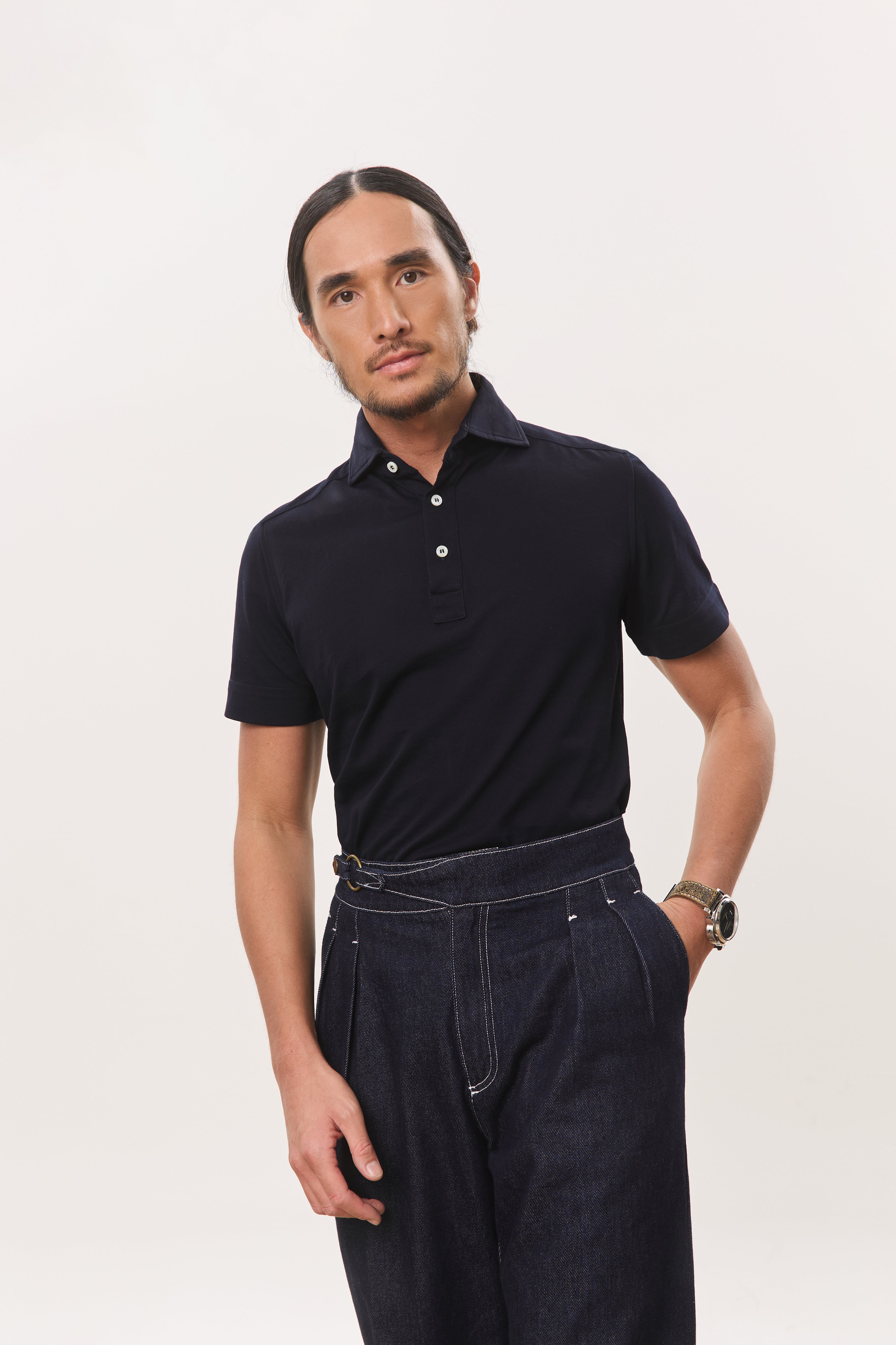 コットン ボーダー レース編み ポロニット ワンピース nairo POLO