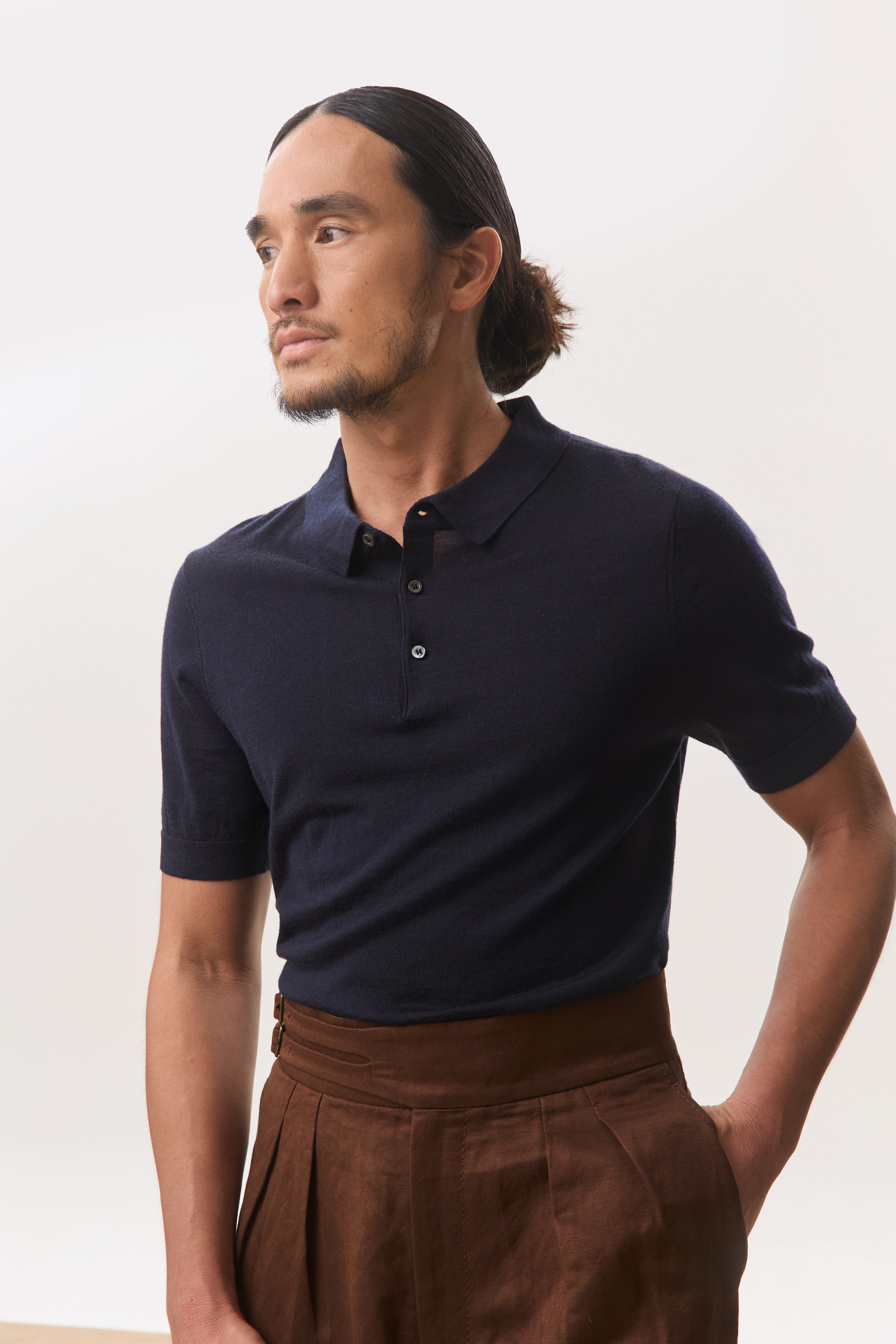 Elio Short Sleeve Knit Polo Top - 100% Merino Wool