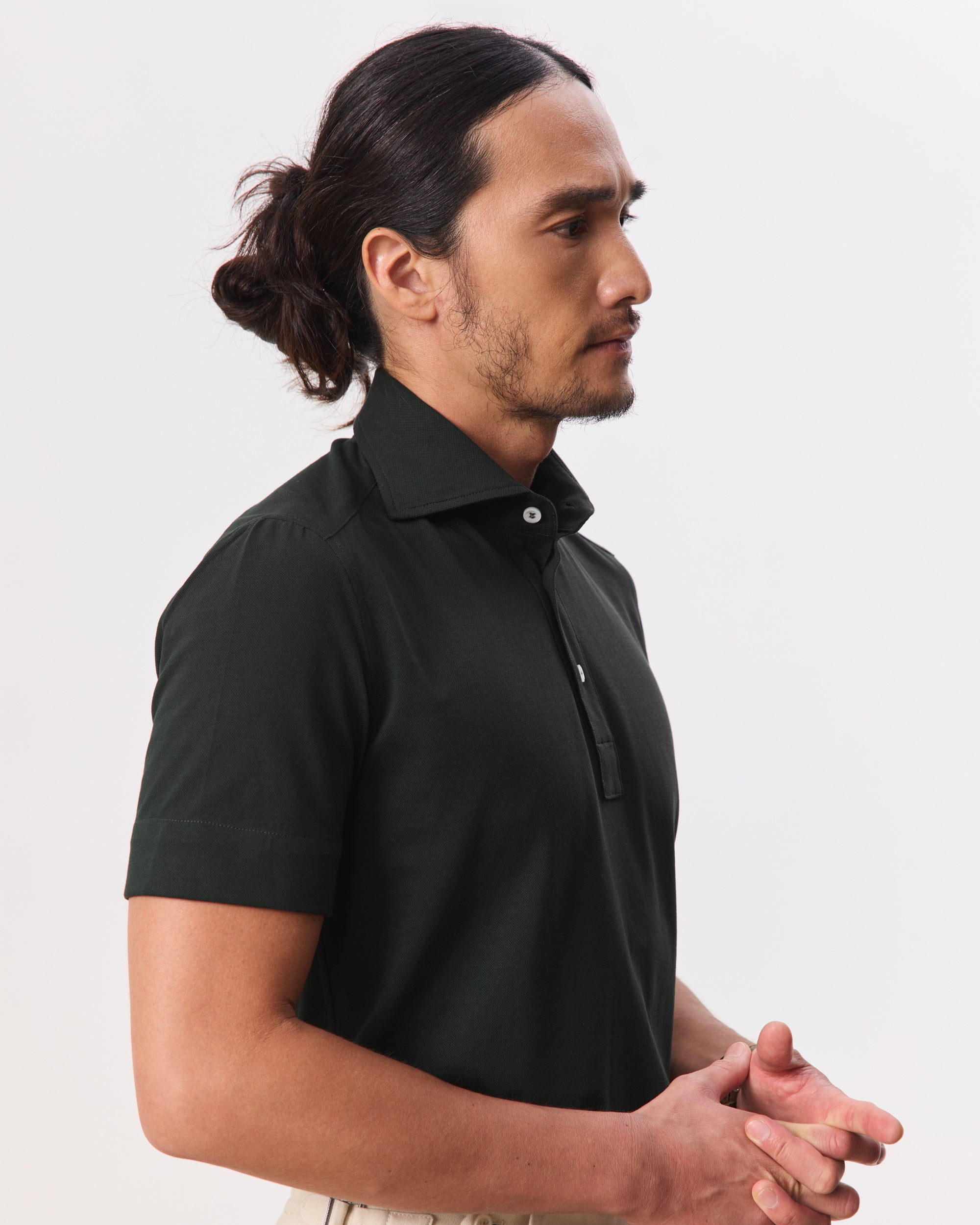 Theo Spread Collar Short Sleeve Polo, Pique
