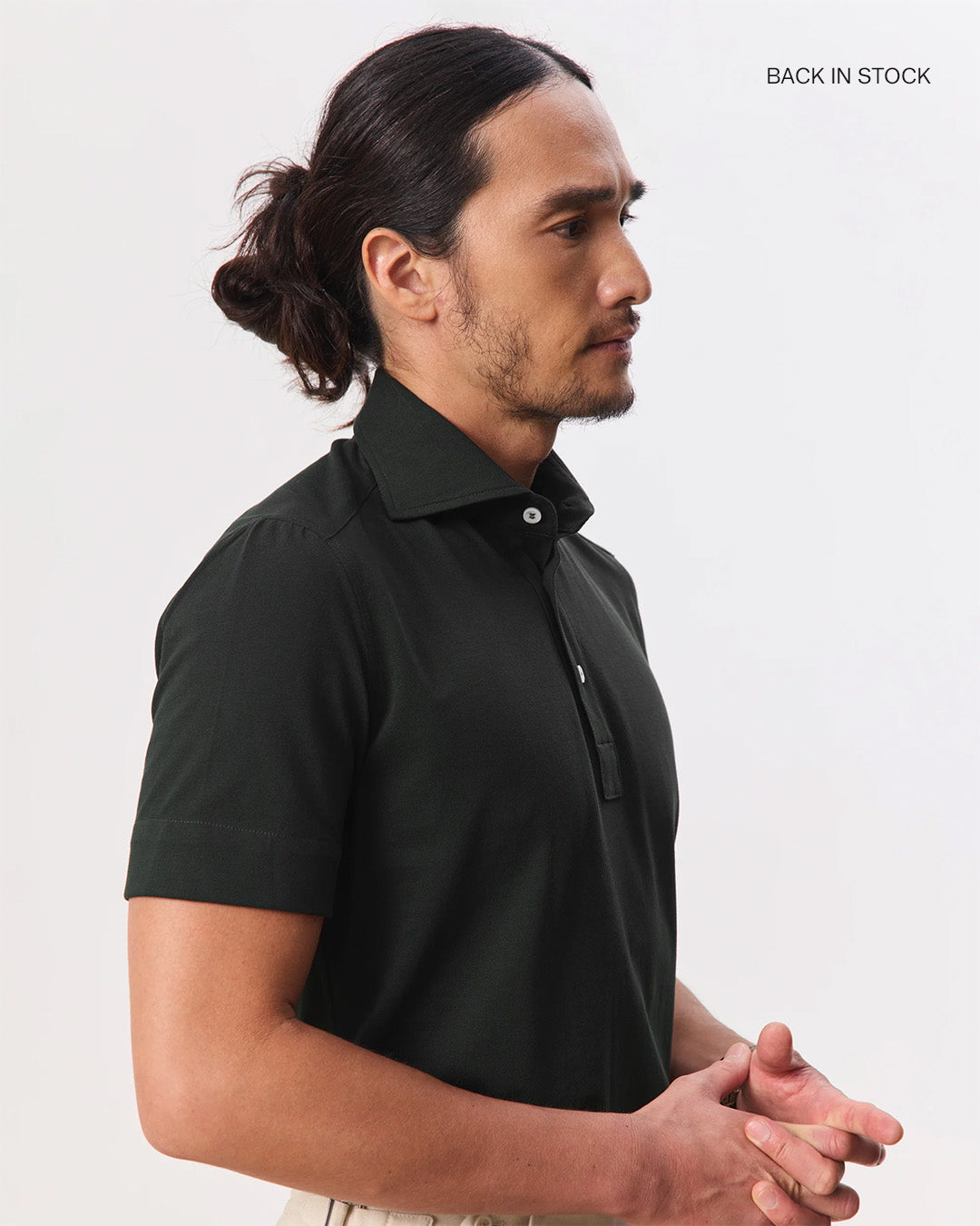 Theo Spread Collar Short Sleeve Polo, Pique